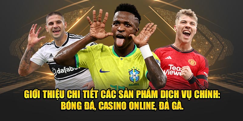 Giới thiệu chi tiết các sản phẩm dịch vụ chính: bóng đá, casino online, đá gà.